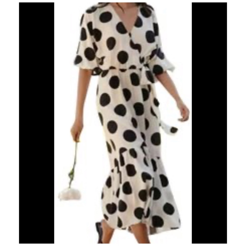 H&M Polka Dot Black and White Summer Wrap Dress